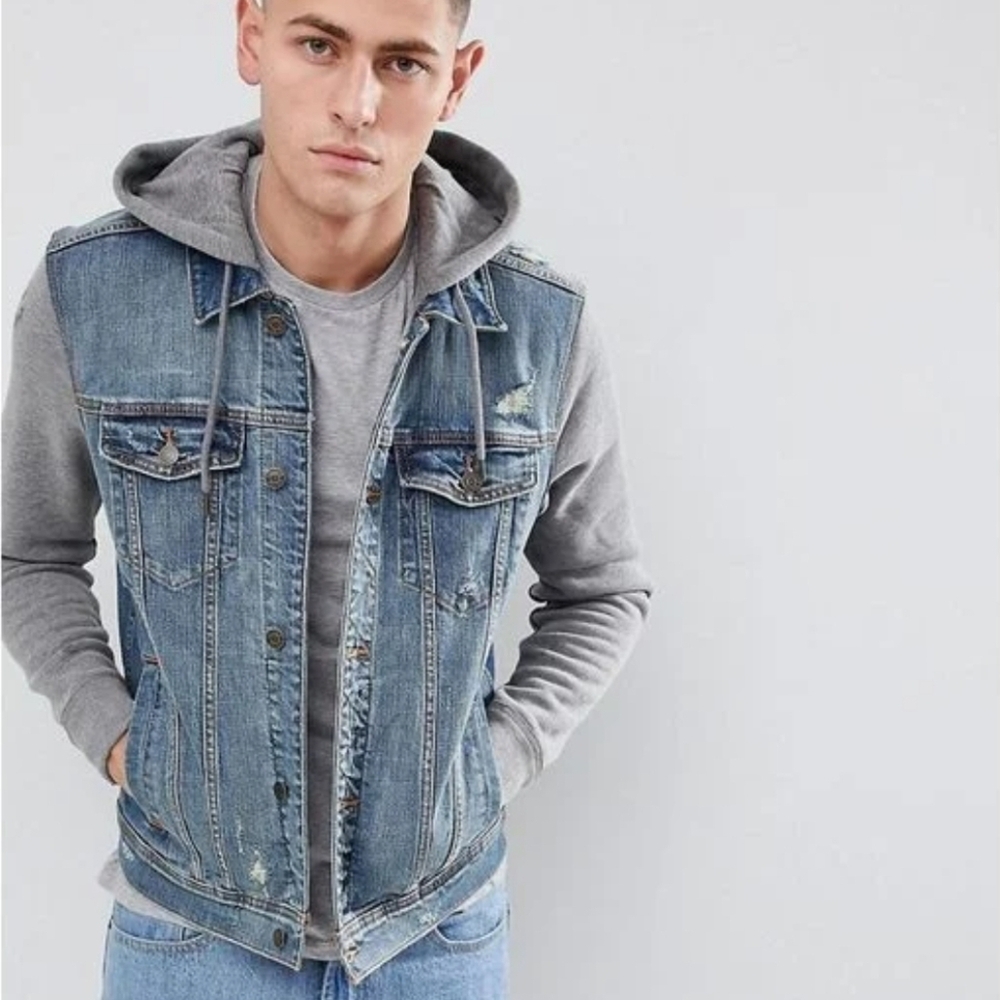 Rare HOLLISTER distressed Mixed Media Jacket XL Men's